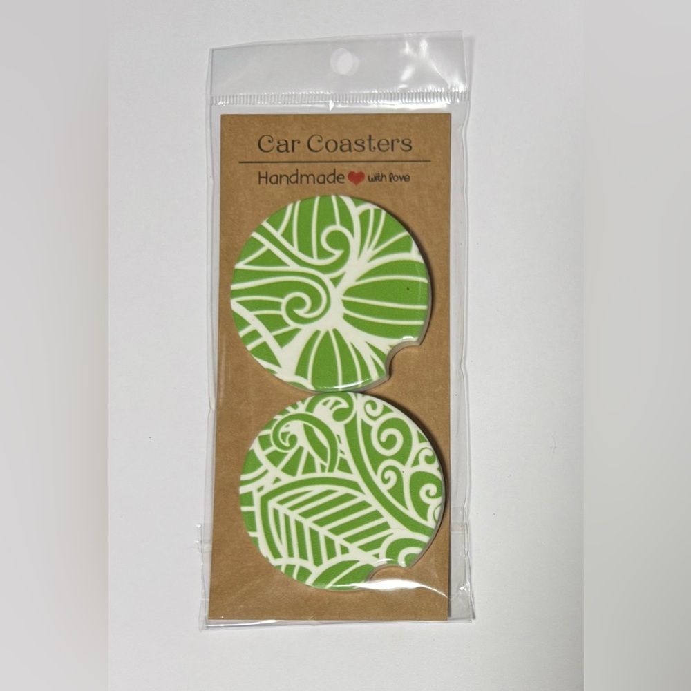 Ceramic Mandala Car Coasters - Set of Two - Custom Made!